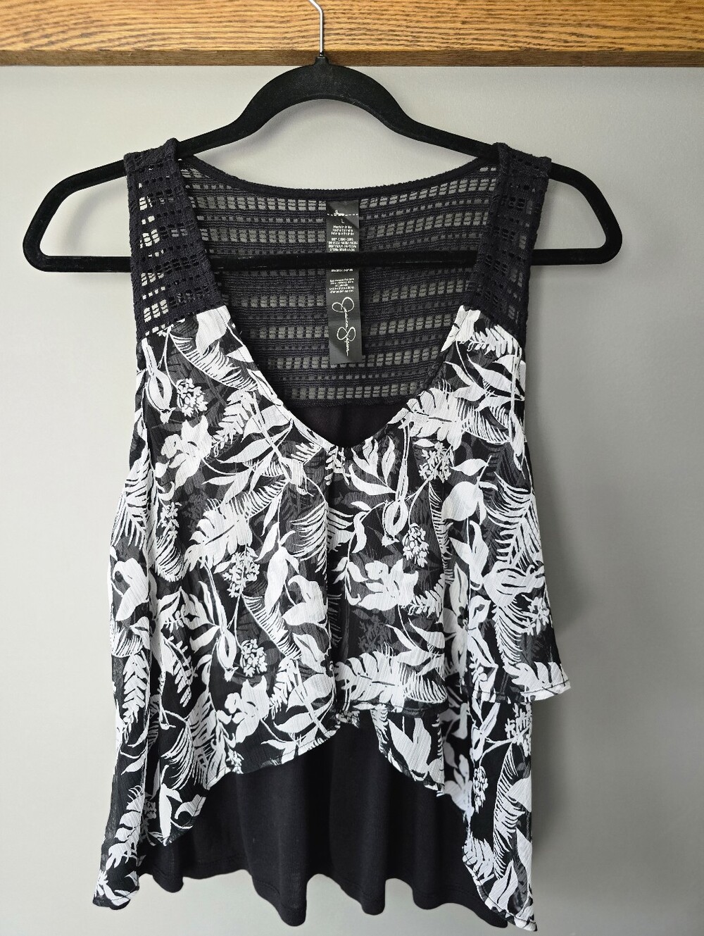 Black & White Floral Layered Tank Top - Jessica Simpson